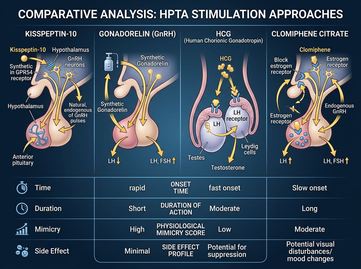 Comparative analysis of HPTA stimulation approaches including Kisspeptin-10, <a href=