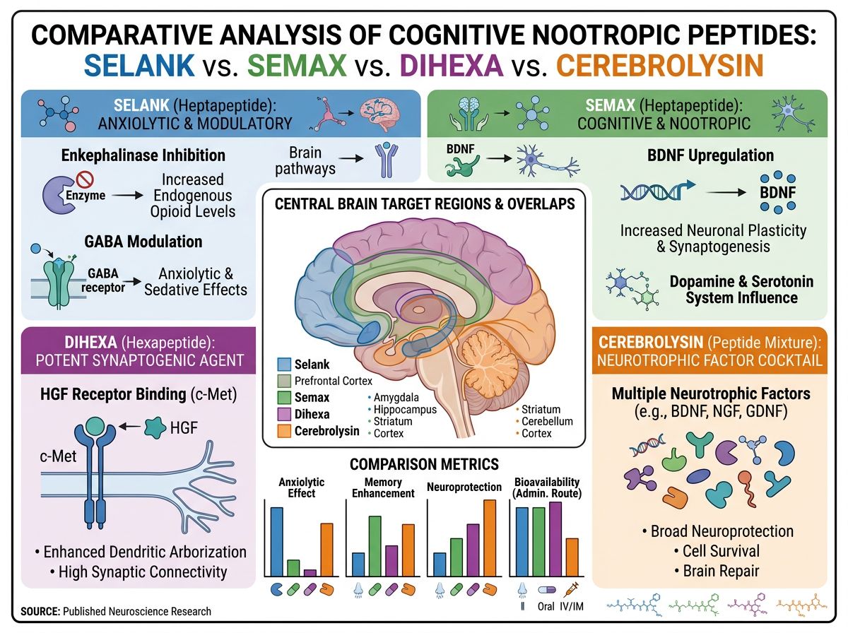 Comparative analysis of cognitive nootropic peptides Selank, <a href=